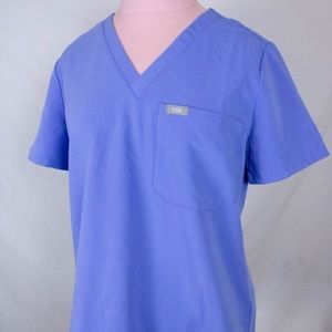 Figs Scrub Top Light Blue Size Small